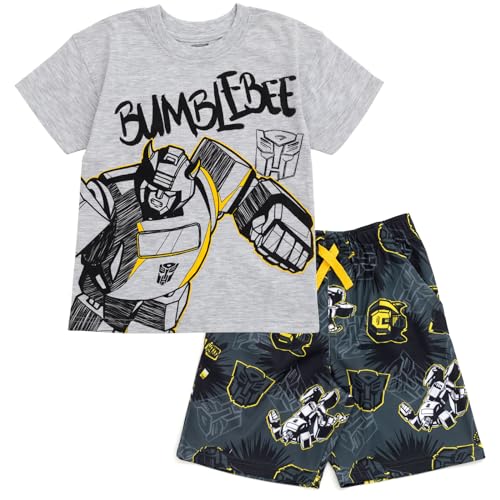 Transformers Bumblebee Little Boys Drop Shoulder T-Shirt and Shorts Outfit Set Gray 6