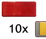 rückstrahler auto pflicht mit E-Prüfzeichen 10er - Set  Rückstrahler, Seitenstrahler, Reflektor (orange, weiß oder rot, rechteckig, 90x40mm) selbstklebend mit E-Prüfzeichen - Im 10er Vorteilspack - … (Rot)
