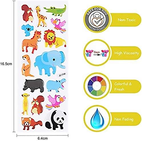 Vicloon 3D Stickers for Kids, 22 Variety Sheets Puffy Stickers, 500+ Children Stickers for Party Rewarding Gifts Scrapbooking Including Animals Fish Dinosaurs Numbers Fruits Trucks Butterfly and More