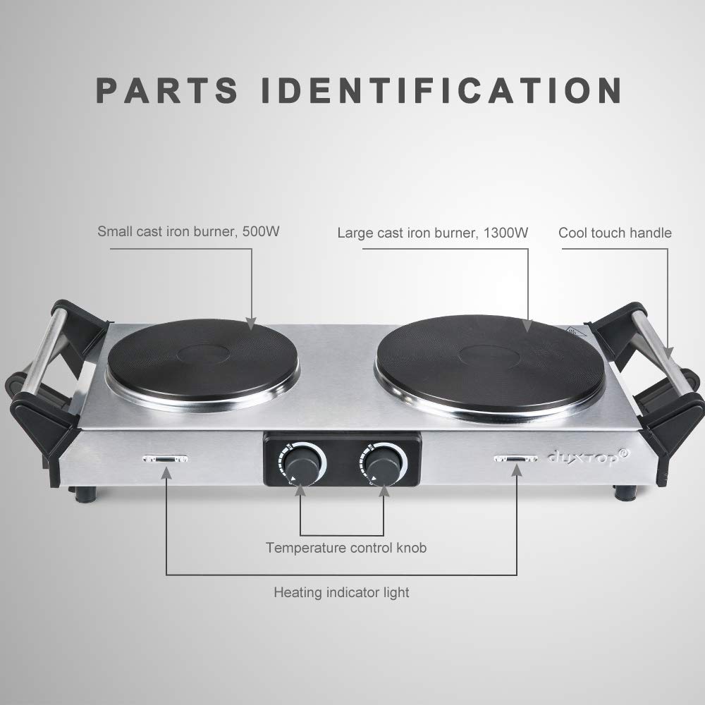 duxtop portable electric cast iron cooktop
