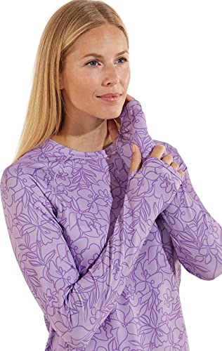 Coolibar Upf 50+ Women's Devi Long Sleeve Fitness T-Shirt - Sun Protective (Medium- Soft Lilac Sketched Floral) #TOP1