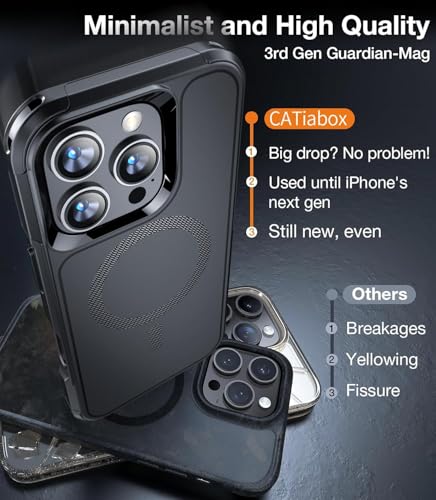 Image of EGOTUDE Polycarbonate for iPhone 16 Pro Case, Military Grade Drop Protection, Magnetic Shockproof Heavy Duty Rugged Back Cover Compatible with Mag-Safe, Black
