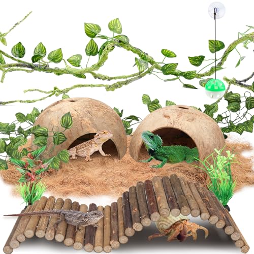 QUOZUO Accessoires de réservoir de gecko à crête, plantes grimpantes pour reptiles, plantes...