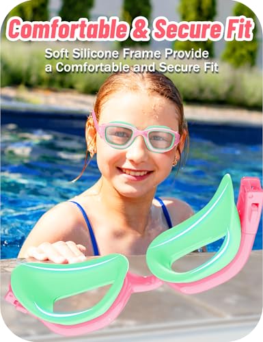 Image of Vvinca Kids Swim Goggles, Swimming Goggles for Kids 3-14 Anti-Fog UV Protection No Leak Pool Glasses for Boys Girls