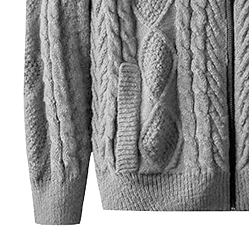 JEsilunmaMY Mens Cable Knit Hooded Cardigan Sweaters Long Sleeve Comfortable Cotton Knitwear Solid Color Lightweight Hoodies 5