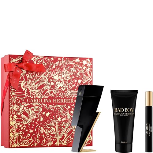 Carolina Herrera Bad Boy Eau de Toilette 50ml Gift Set 2025 (Contains 50ml EDT, 100ml Shower Gel and 10ml Travel Spray)