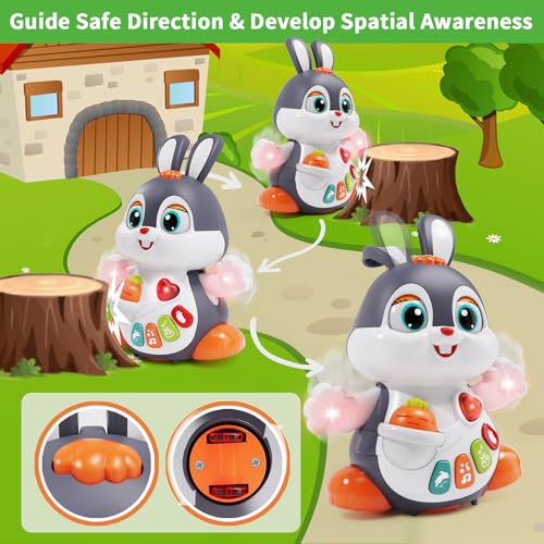 Wanonoo Baby Musical Bunny Toy Dancing Crawling Tummy Time Toys, Light Up Infant Toys 0-3-6 6-12 12-18 Months Birthday Gifts for 1 Year Old Boy Girl Learning Baby Basket Stuffers by Wanonoo - Image 5