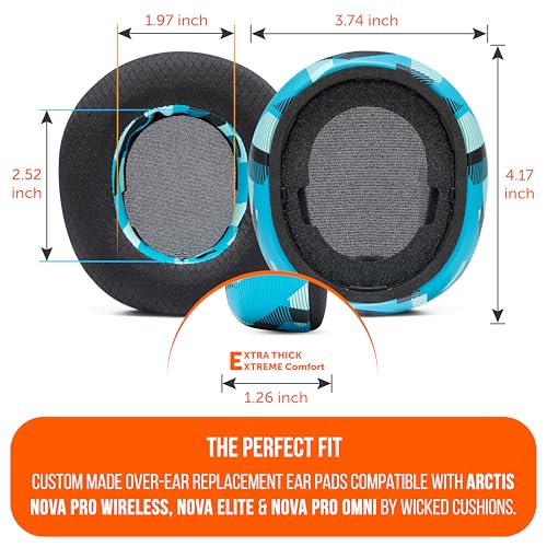 Image of WC Freeze Nova Pro Wireless - Cooling Gel Earpads for Arctis Nova Pro Wireless, Nova Elite & Nova Pro Omni (Doesn't Fit Other Models), by Wicked Cushions, Extra Thick & Comfortable | Cyan Prism