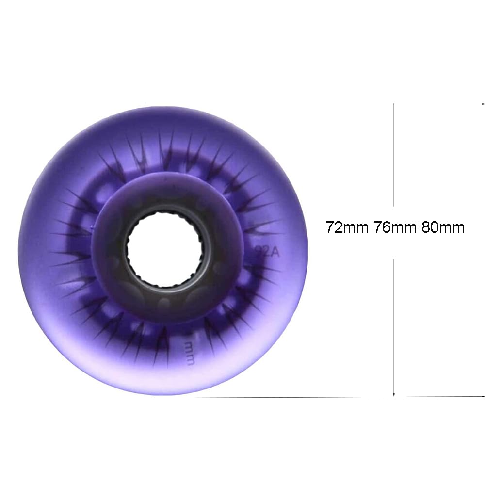 Roues de Roller Lumineuses 76 mm/80 mm avec roulements ABEC-9 pour Patins à roulettes intérieurs et extérieurs 92A, Lot de 4