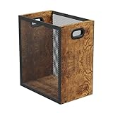 Small Trash Can, Retro Garbage Can With Handle, Iron and Wood Combination Office Trash Can, Industrial Style Design Wastebasket Bin for Bathroom, Laundry Room, Kitchen, Office, Dorm(2.2 Gallon)