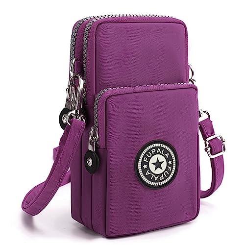 Mini Bolso para Movil Bandolera Mujer Bolso Pequeño Bolso Monedero Movil Mujer Celular Cruzado Bolsa De Tarjeta Bancaria Crossbody (Púrpura)