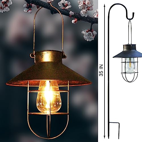 image for Rictine 2 Pack Shepherds Hooks for Outdoor, 35 inch Garden Bird Feeder