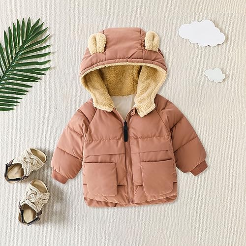 Children Windproof Tops Boys/Girls Cotton Clothes Solid Color Autumn/Winter Cute Cartoon Hooded Teen Girls Heavy3