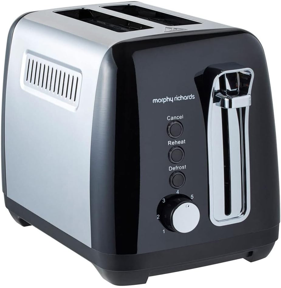 Morphy Richards Equip Bread Toaster 2 Slice Electric 950W Reheat/Defrost Black Toasters Amazon