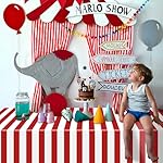 4 Pcs Carnival Tablecloths, Red and White Stripe Tablecloths, Red Plastic Table Cover, Circus Theme Party Decorations for Carnival, Movie Night, Kid's Birthday, Christmas (4, Red, 51'' x 86'') - Image 5