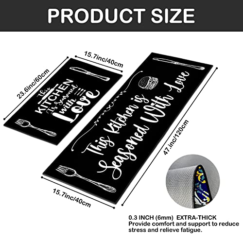 SHUAIG Kitchen Rug Set 2 Piece Non Slip Washable,Kitchen Mat Anti Fatigue Set,kitchen carpets with anti-slip stickers for Home Decoration(Style A - Image 2