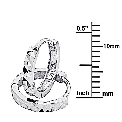 14k Yellow OR White Gold 2mm Thickness Multifaceted Huggie Earrings (11 x 11 mm)2