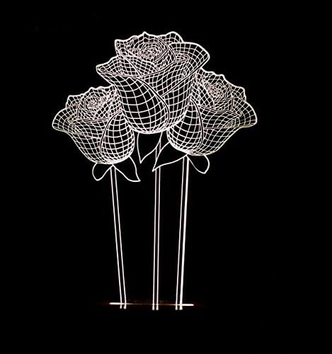 3D Visualization LED Lights Oohyo Night Illusion Desk Lamp, Optical Illusion Art Sculpture Decoration Kit Decor Lamp-Rose Flowers