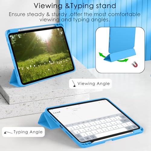 Image of ZryXal New iPad Pro 13 Inch Case (M5) 2025 / (M4) 2024 with Pencil Holder, Smart iPad Case [Support Pencil Pro and Pencil (USB-C)], Support Touch ID and Auto Wake /Sleep (New Ocean Blue)