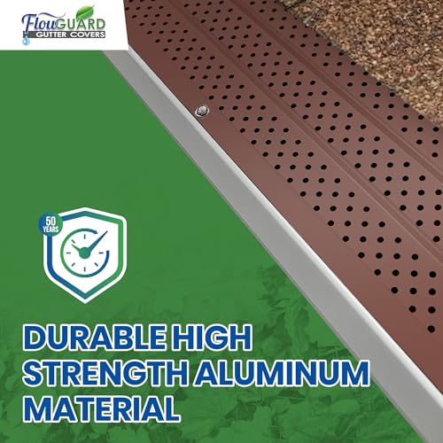 Image of FlowGuard Heavy-Duty 5 inch /6 inch USA Slip-Under Gutter Guards, Brown, 1,020 Ft