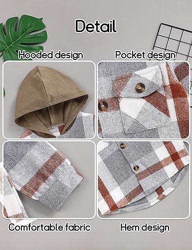 Image of Fuermos Toddler Baby Boys Clothes Flannel Lattice Button Down Hooded Tops +Pants Boys Fall Winter Outfits