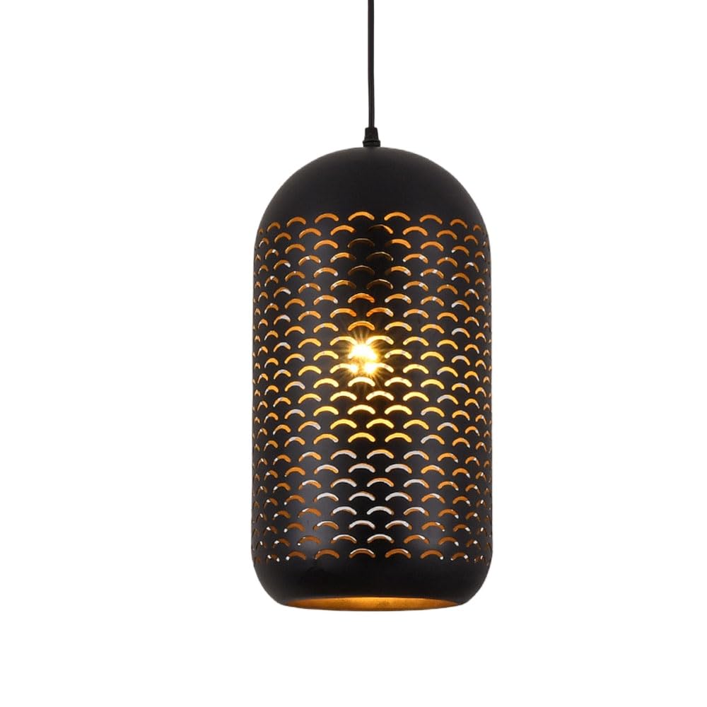 Plafonnier E27 rétro en fer creux pour éclairer un îlot de cuisine sombre