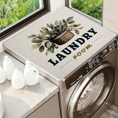 Image of Washer Dryer Top Cover Mat, Non-Slip Laundry Room Decor, Laundry Room Kitchen Appliance Decor Protector Universal 23.6 inchx19.7 inch (Laundry Room)