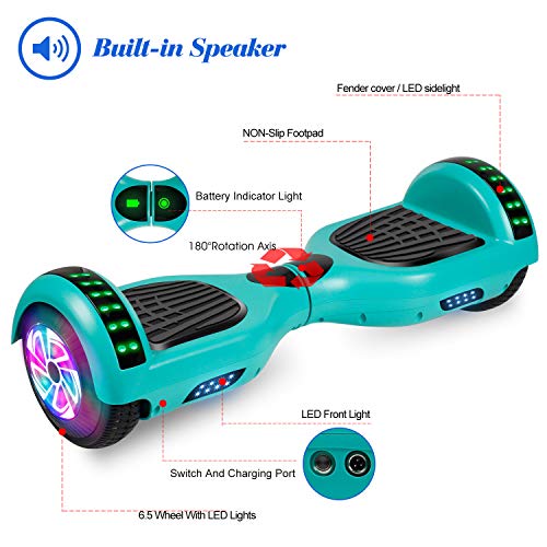 Image of LIEAGLE Hoverboard, 6.5 inch Self Balancing Scooter Hover Board with Bluetooth Wheels LED Lights for Kids Adults
