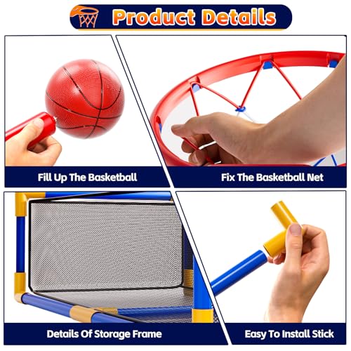 Kids Arcade Basketball Game Set with 4 Balls and Air Pump, Indoor Outdoor Basketball Hoop Sports Toy Gifts for Kids Boys Girls 3-12 Years Old, Ideal for Competition and Carnival Party Games - Image 7
