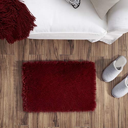 Teppich Wölkchen Alfombra Peluda I Sala de Estar Cuarto de niños Dormitorio Pasillo Corredor I Fondo Antideslizante I Rojo - 40 x 60