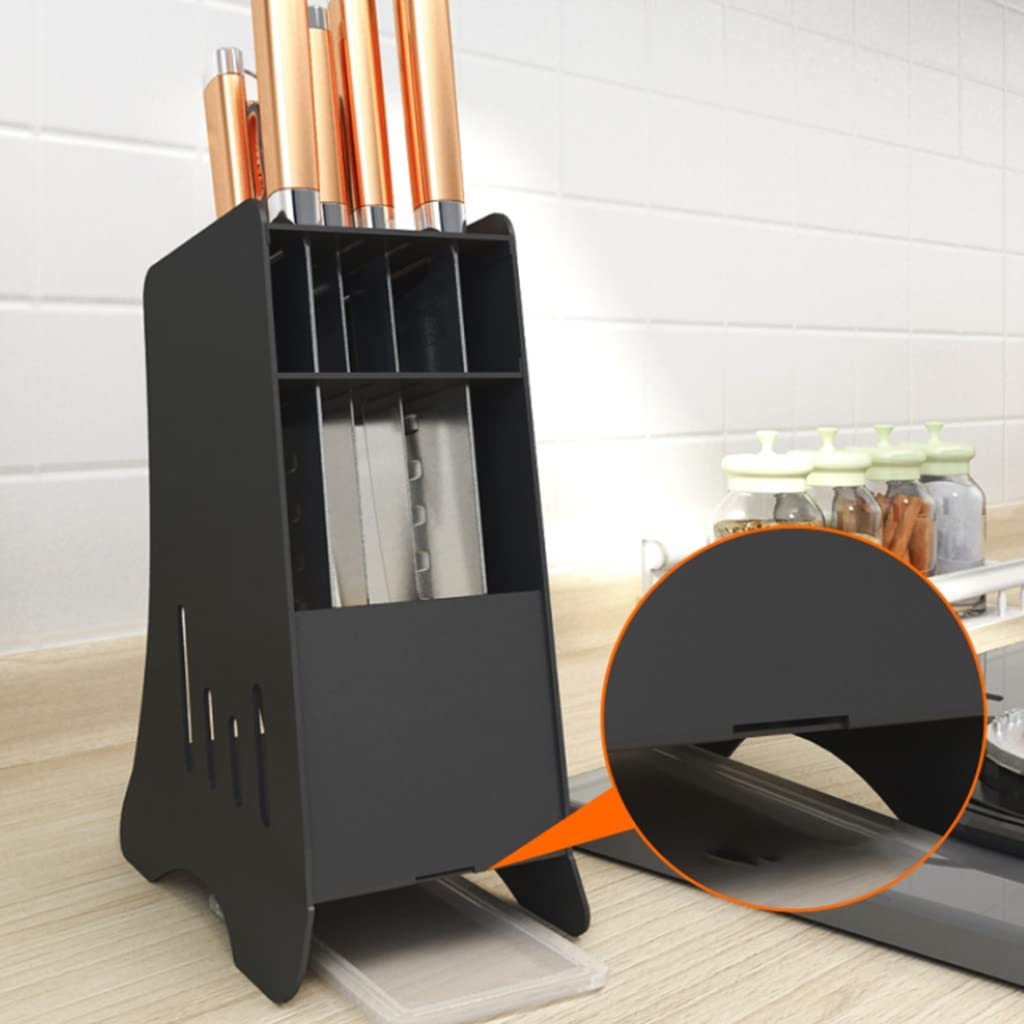 Sujetador de cuchillo Bloque de cuchillas de 7 orificios, acero inoxidable sin cuchillas de cuchillo, con tenedor de cuchilla de drenaje extraíble. Utensilios de cocina Organizador de cuchillos