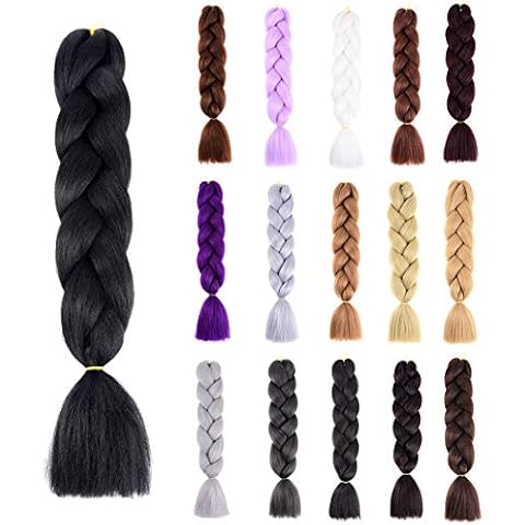 KingbeefLIU Extensiones De Cabello Sintético De Color Sólido Trenzas Africanas Trenzas De Ganchillo Cola De Caballo Cover