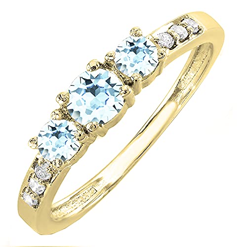 Dazzlingrock Collection Round Gemstone and White Diamond Womens Three Stone Engagement Ring, Available in 10K Solid Yellow Gold