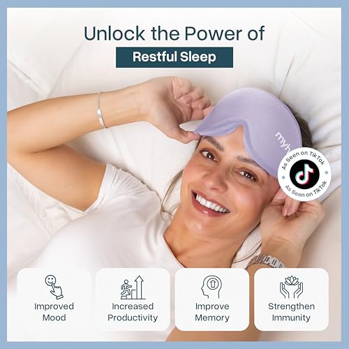 Image of MyHalos Sleep Mask - 3D Blackout Eye Mask for Women & Men, Side Sleepers, Zero Pressure Memory Foam Eyelash Friendly, Breathable,Award-Winning Sleep Aid for Travel (Lavender, 1 Count (Pack of 1))