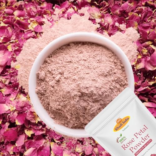 Image of Khadi 100% Pure & Organic Rose Powder (Rosa centifolia) - Natural Herbal Powder for Glowing Skin, Even Tone & Soothing Face Packs - 200g