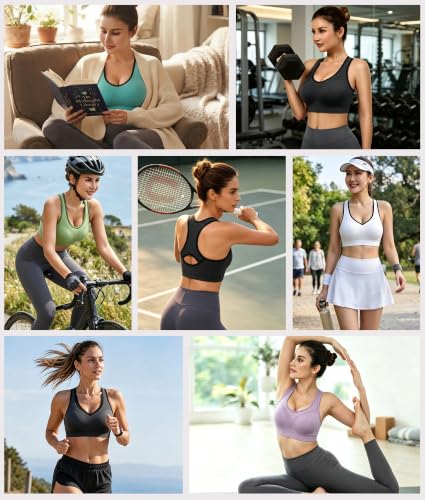 Image of Double Couple Sports Bras for Women Racerback High Impact Support Workout