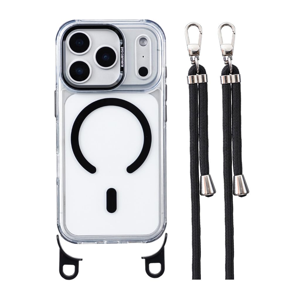 Étui magnétique transparent iPhone évitant les pertes grâce au tour de cou