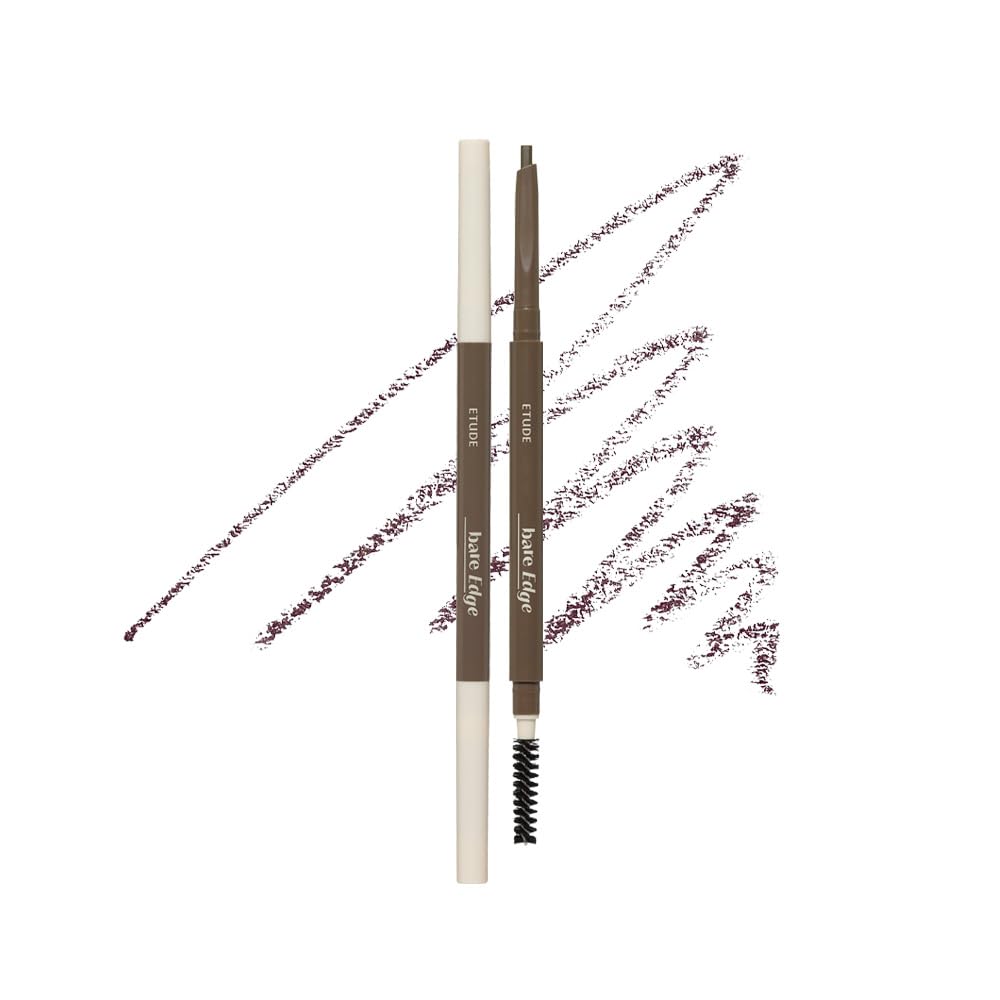 ETUDE Bare Edge Brow Pencil, Eyebrow Pencil, Slim 3D Hexagon, Natural Looking, Korean Makeup, Beauty, Dark Brown (0.003 Ounce)