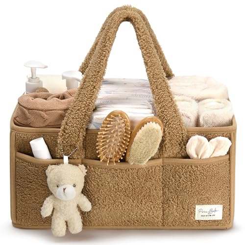Image of PeraBella Baby Diaper Caddy Organizer for Changing Table, Baby Storage Basket for Diapers and Baby Wipes, Gift for Baby Shower, Car Caddy Organizer, Nursery Diaper Organizer, Portable Diaper Storage