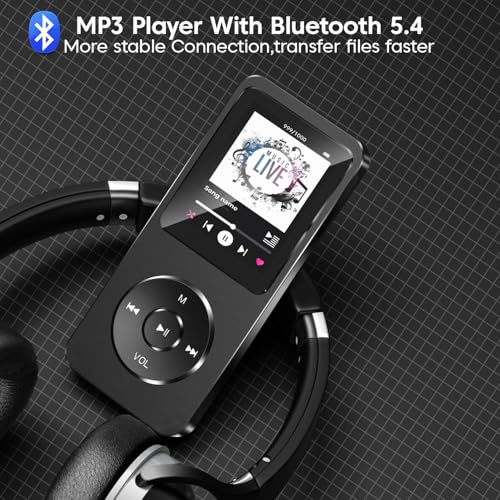 Image of Sounce 16GB Mini MP3 Music Player with Bluetooth 5.4, HiFi Lossless Sound, Video Playback, Voice Recorder, FM Radio, E-Book Reader, and Loudspeaker | Expandable up to 128GB (Black)