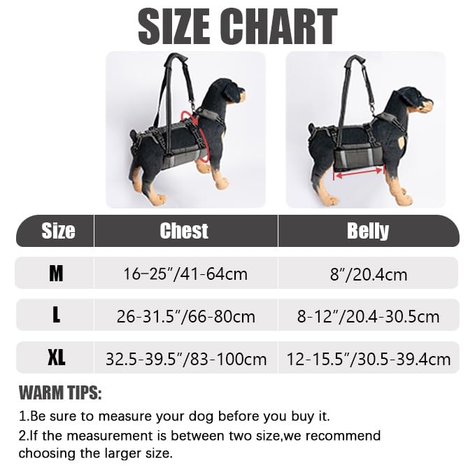 COODEO Mobility Hundegeschirr zum Heben, Notfall-Trageschlaufe, Haustier-Heckbeinstütze, Rehabilitationsweste, Hundetrage für ältere Hunde, Gelenkverletzungen, Arthritis (Orange, L)
