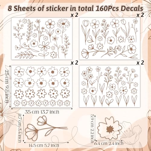 Save on A1diee Boho Wildflower Wall Stickers - 160 Pieces