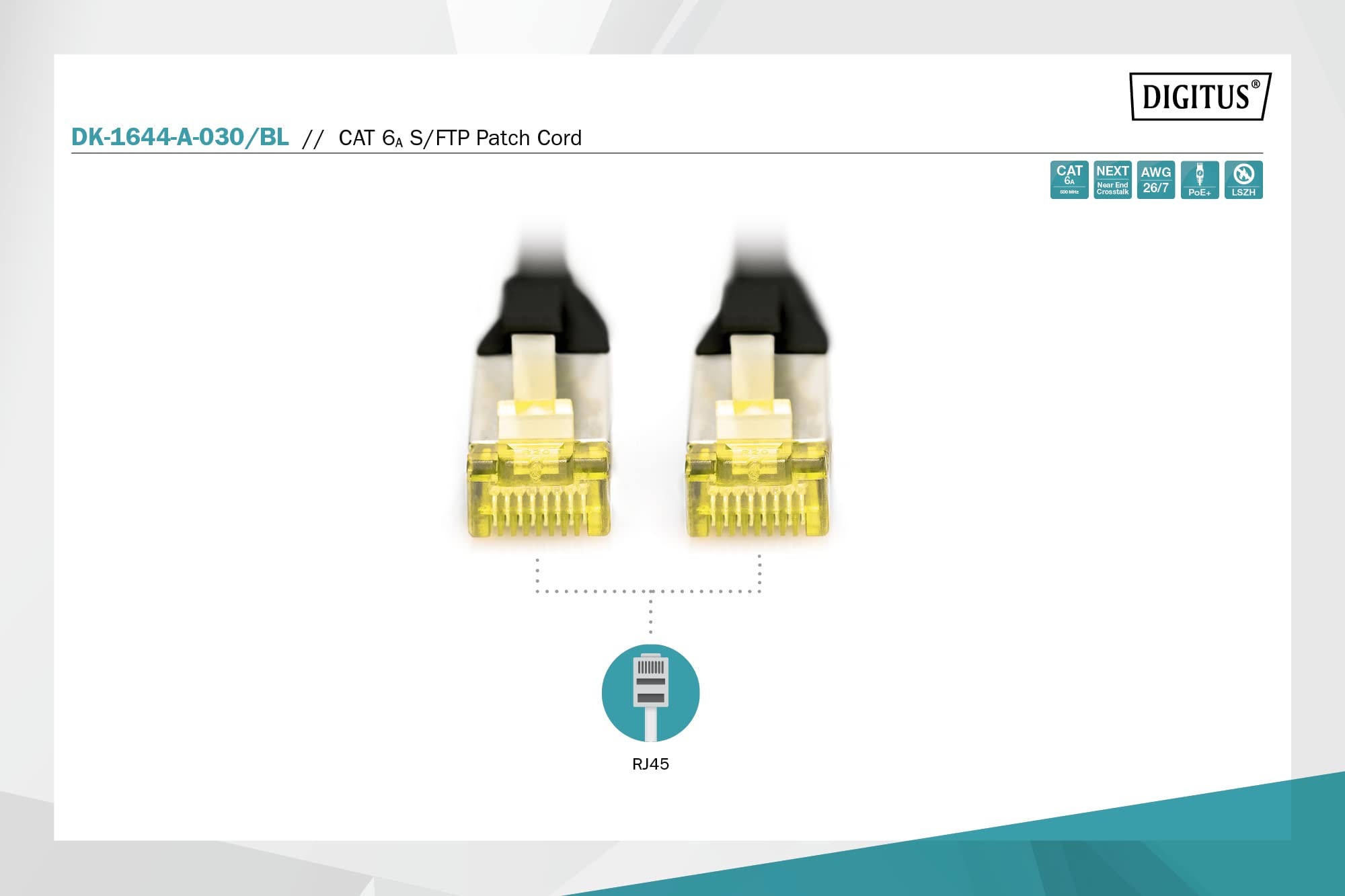 DIGITUS Cable LAN Cat 6A – 3 m – S/FTP apantallado – 10 Gbit/s – 500 MHz – PoE++ – AWG 26/7 – LSZH – Cable de red RJ45 – Compatible con Cat6 y Cat7 – Negro | 10 Gbps – PoE++ – AWG 27/7 – LSZH – Cable de red RJ45 – Compatible con Cat 6 y Cat 7