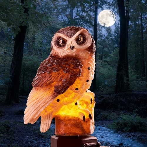 EUROtops LED-Solar-Eule für Garten & Balkon – wetterfeste Dekofigur mit Lichtsensor, realistische Eulenoptik, IP44