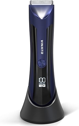 VINATO Recortadora eléctrica de pelo corporal, afeitadora de bolas, kit de aseo corporal, recortadora de pelo impermeable para la ingle para