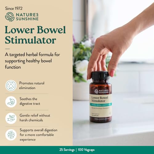 Nature's Sunshine Lower Bowel Stimulator - Helps Relieve Constipation - Cleanse & Detox Your Colon with Natural Herbal Ingredients - 25 Servings - 100 Vegcaps