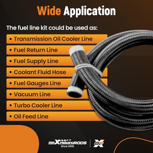 Image of maXpeedingrods 20AN Hose Fuel Line, 20AN Transmission Cooler Line Nylon Braided CPE Rubber Oil Cooling Line, 20AN-5FT Oil Cooling Line