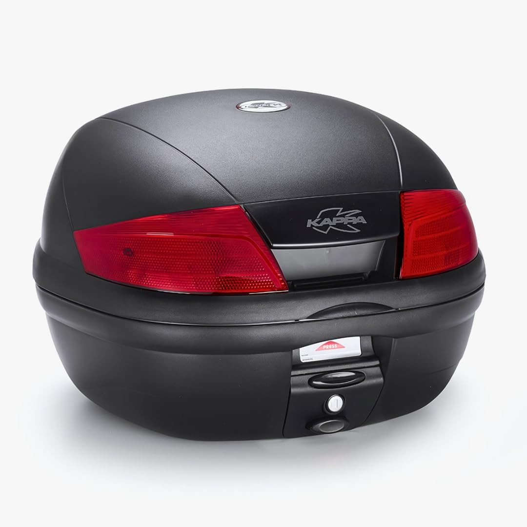 Bauletto KAPPA Moto K35N2 35 Litri Nero con Catadiottri Rossi – Sistema MONOLOCK® per Moto e Scooter