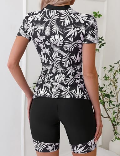 Traje de baño de dos piezas UPF 50+ con protección solar y manga larga para mujer 2