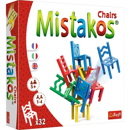 Trefl - Mistakos Sedie - Gioco di abilità per la famiglia, Chairs Social Game, Torre di costruzione divertimento per tutta la famiglia, per adulti e bambini oltre 5 anni, 02321